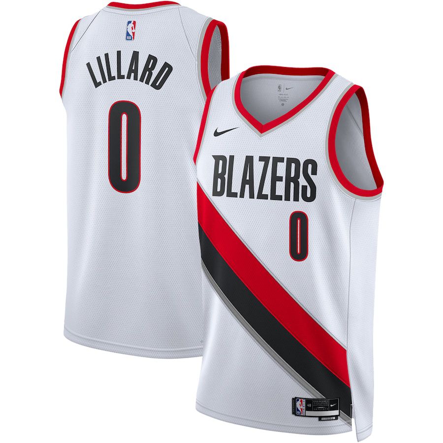 Men Portland Trail Blazers #0 Damian Lillard Nike White Association Edition 2022-23 Swingman NBA Jersey->portland trail blazers->NBA Jersey